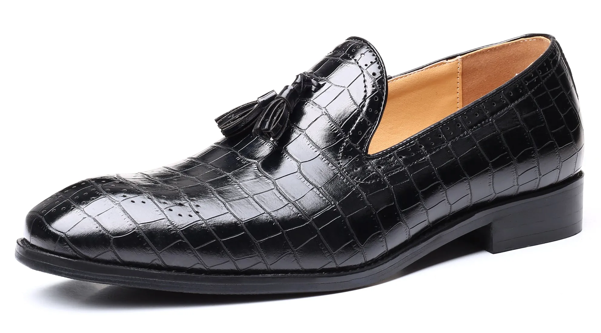 Men's Checkered Tassel Smoking Loafers