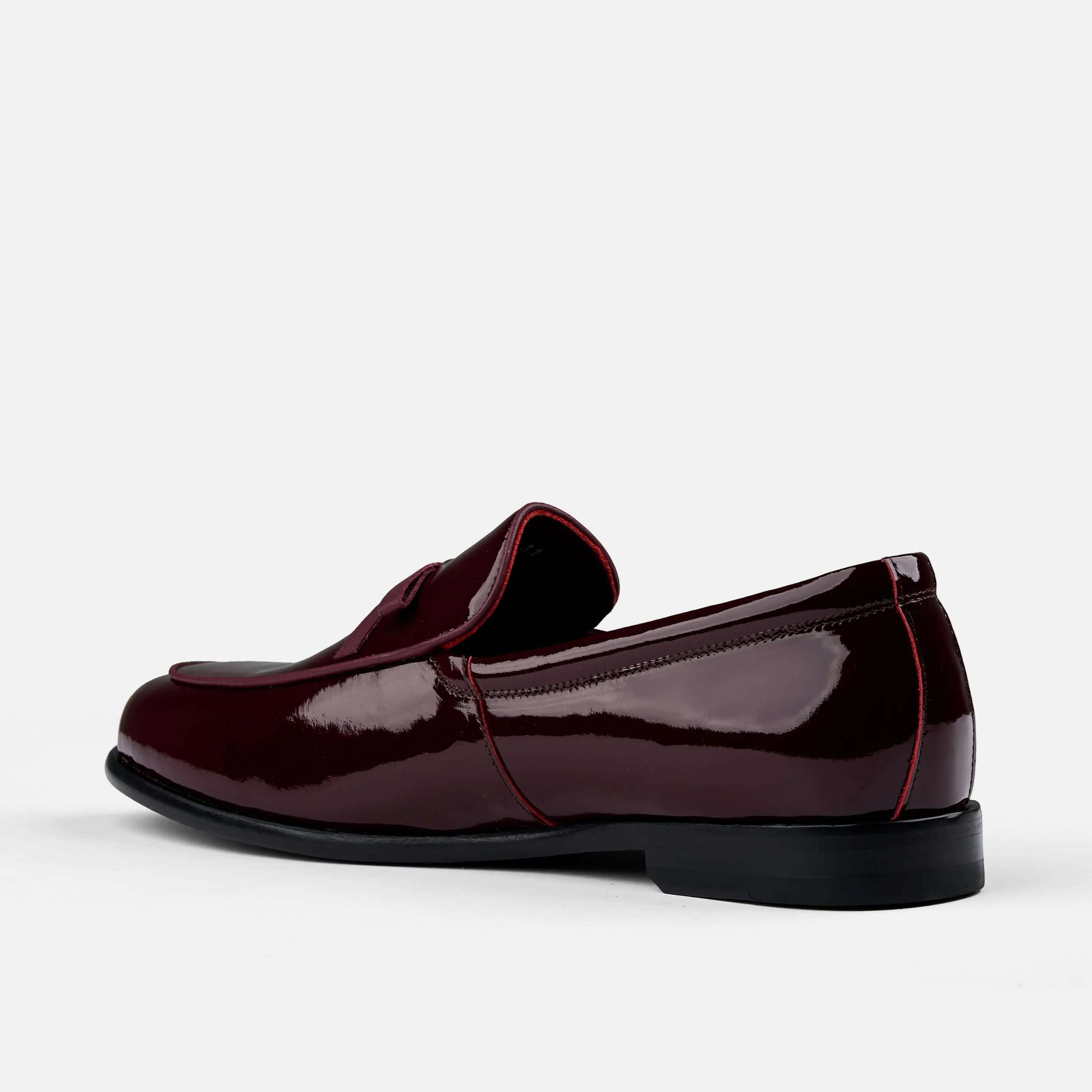 Odell Burgundy Patent Leather Belgian Loafers