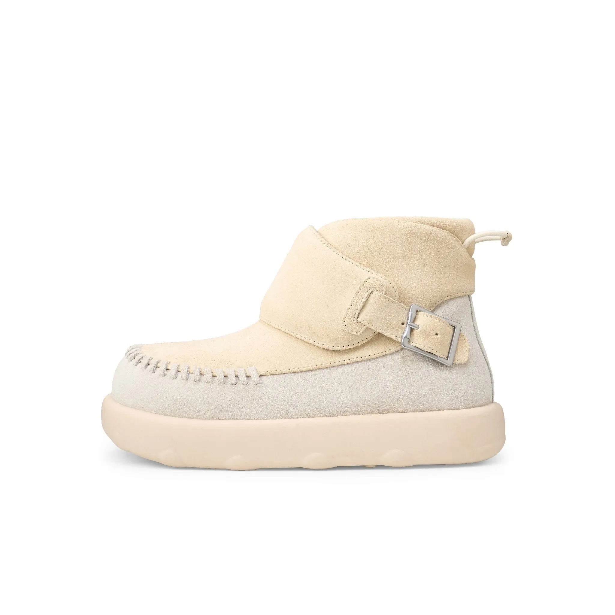 Open Smile Thick Soled Fleece Snow Boots In Cream