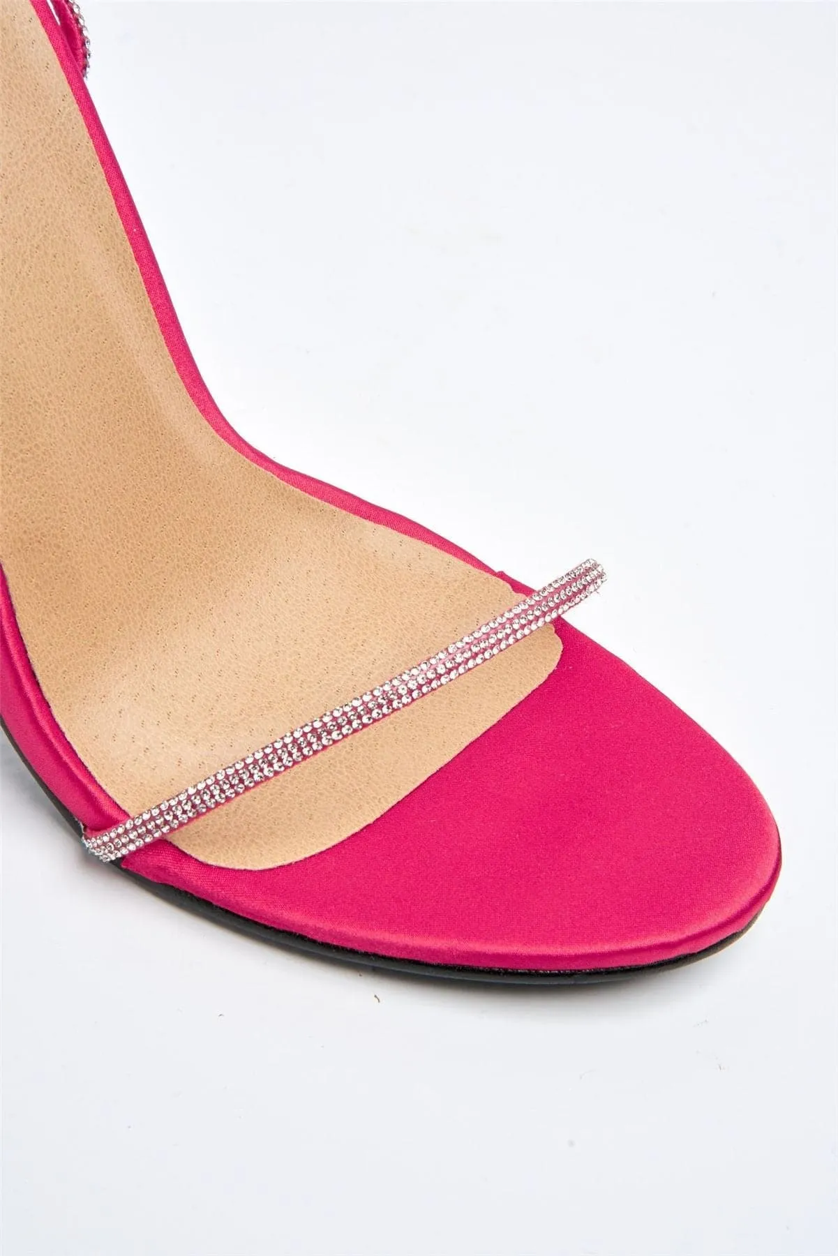 Paula Diamante Straps Lace-up Heels in Fuchsia