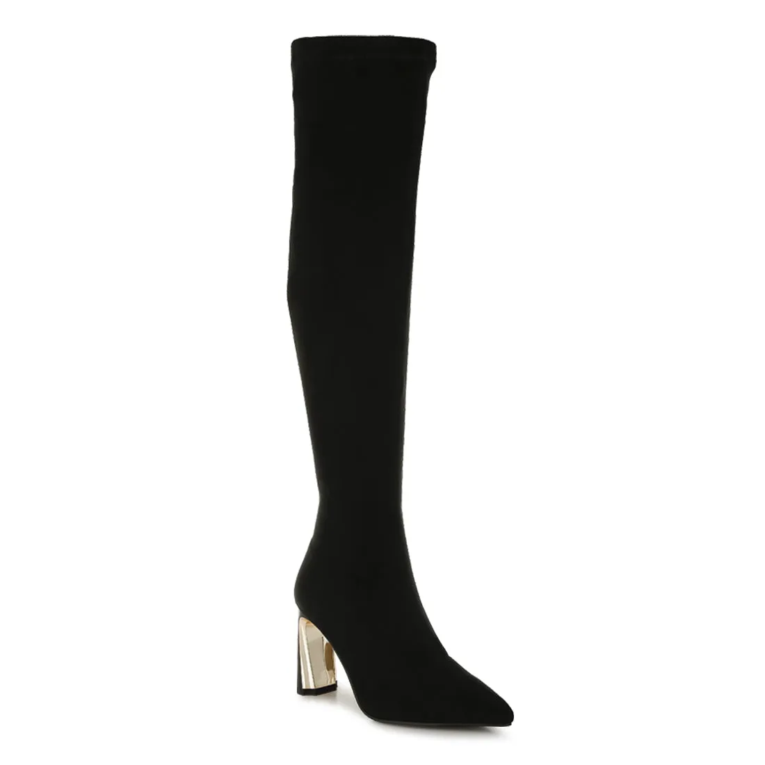 Slim Block Heel Long Boots