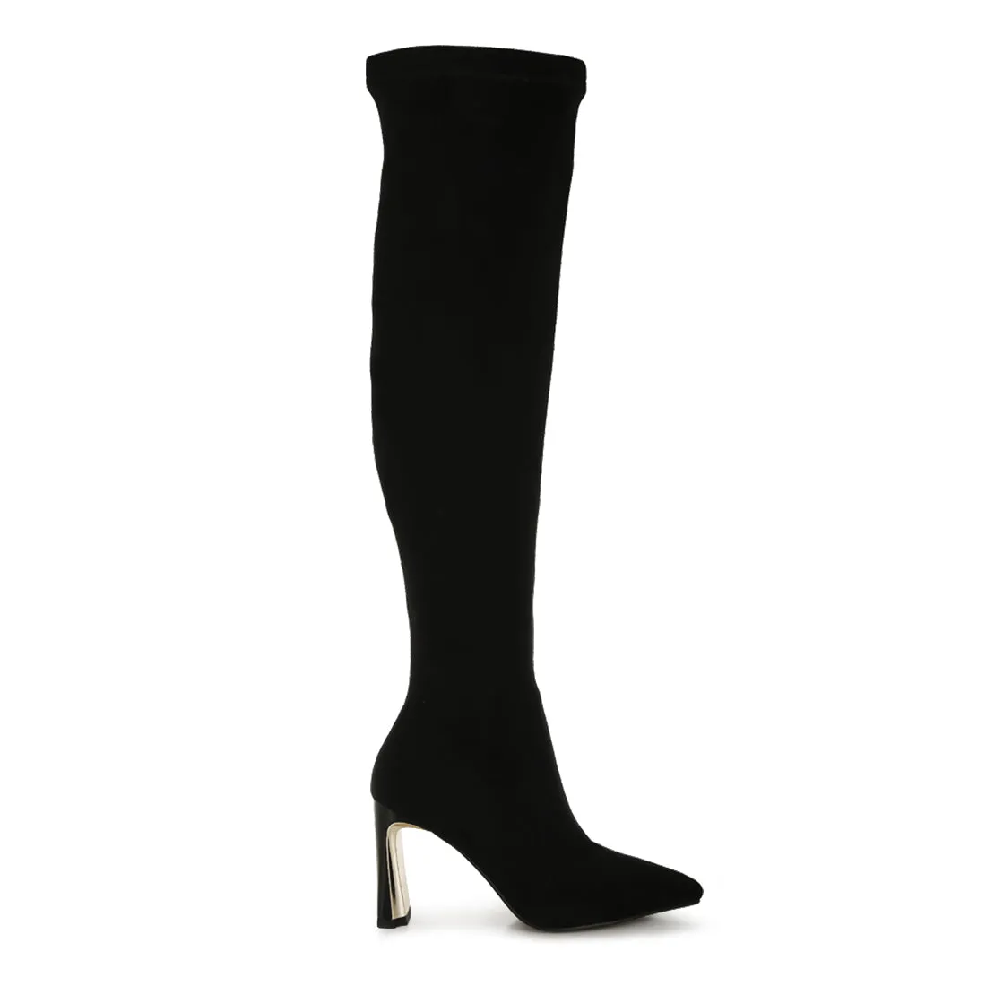 Slim Block Heel Long Boots