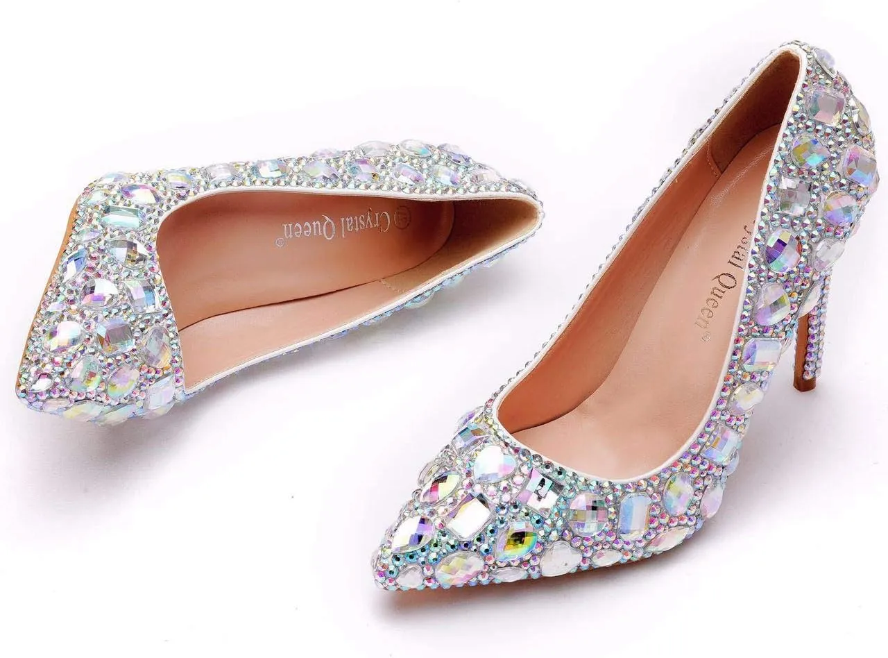 Stiletto Silver Rhinestone Party Prom Heels