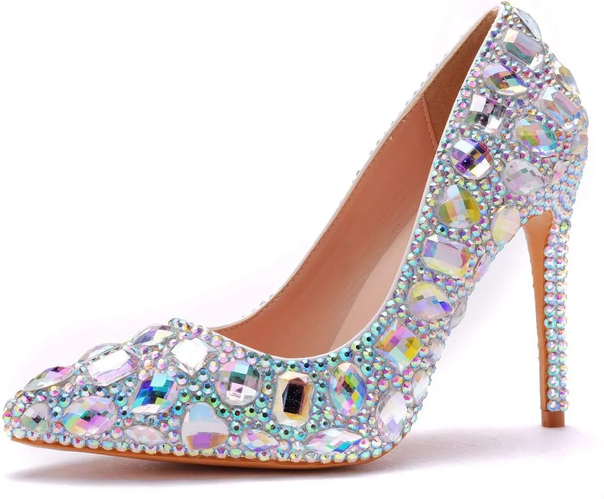 Stiletto Silver Rhinestone Party Prom Heels