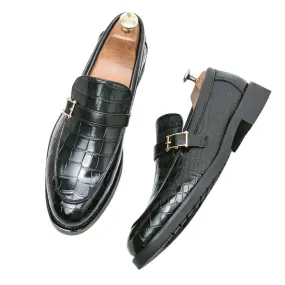 The Monzino - Men's Elegant Dress Shoes Monk-strap Loafers (Crocodile pattern)