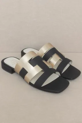 The Parker Black & Gold Sandals