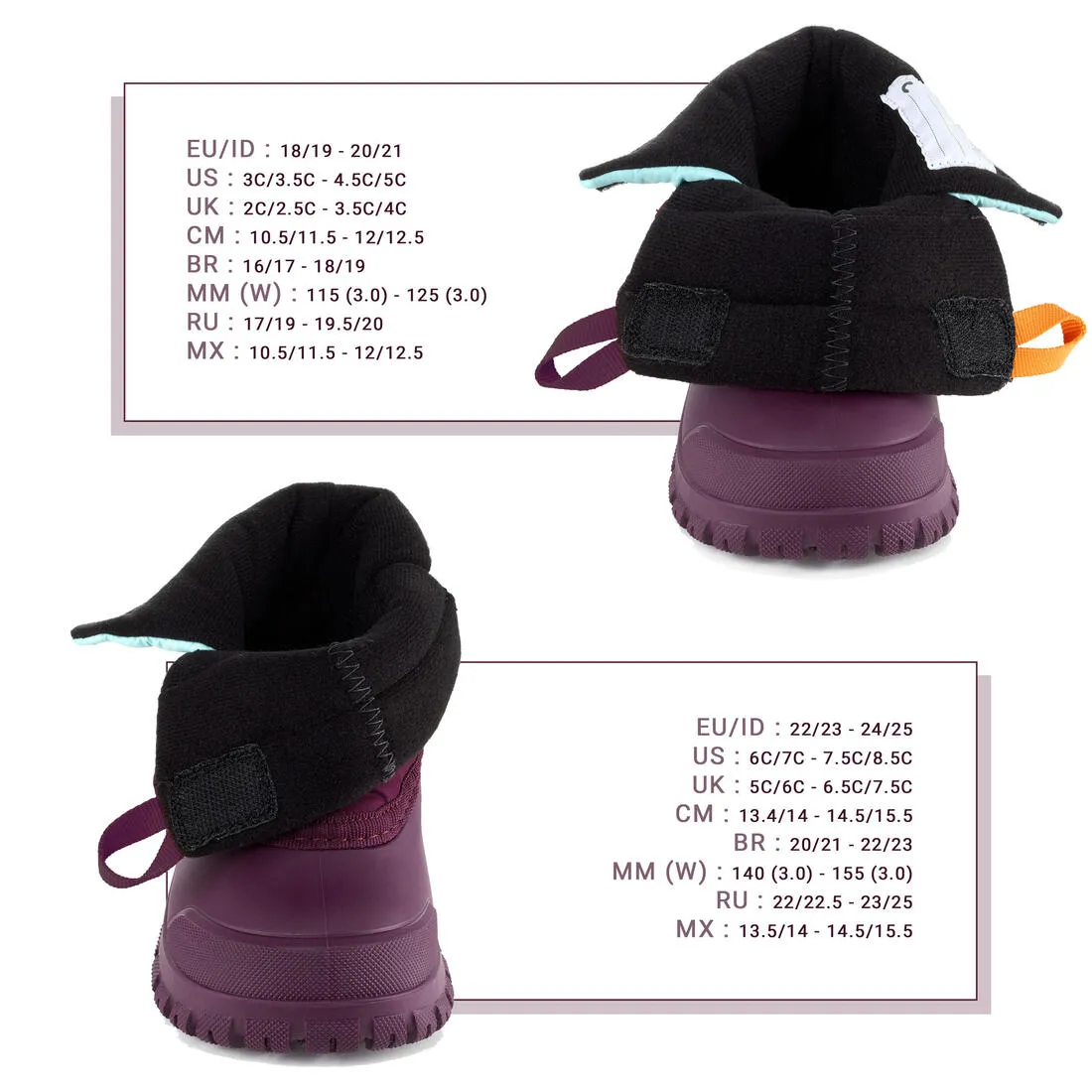 Wedze Warm Après-Ski Baby Snow Boots - Purple