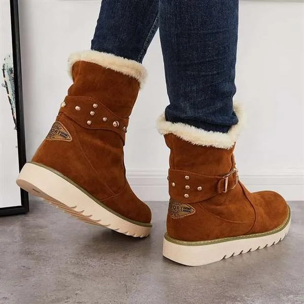 Women Winter Boots Snow Ankle Boots Warm Fur Lined Slip on Booties