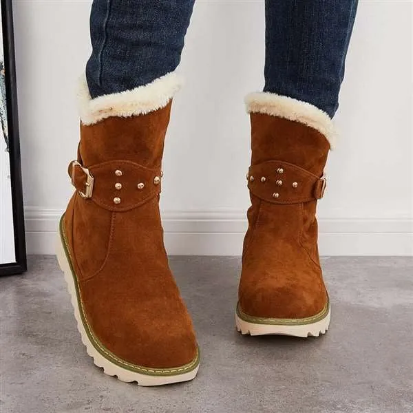 Women Winter Boots Snow Ankle Boots Warm Fur Lined Slip on Booties