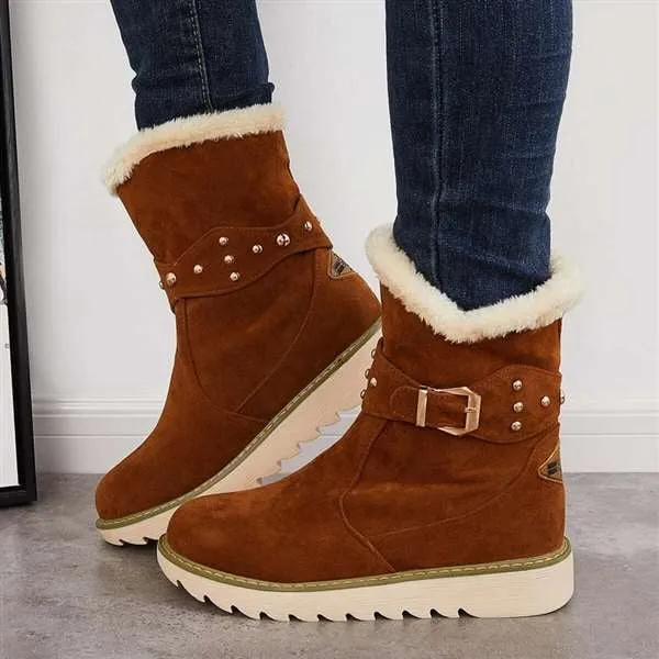 Women Winter Boots Snow Ankle Boots Warm Fur Lined Slip on Booties