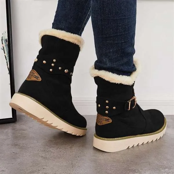 Women Winter Boots Snow Ankle Boots Warm Fur Lined Slip on Booties